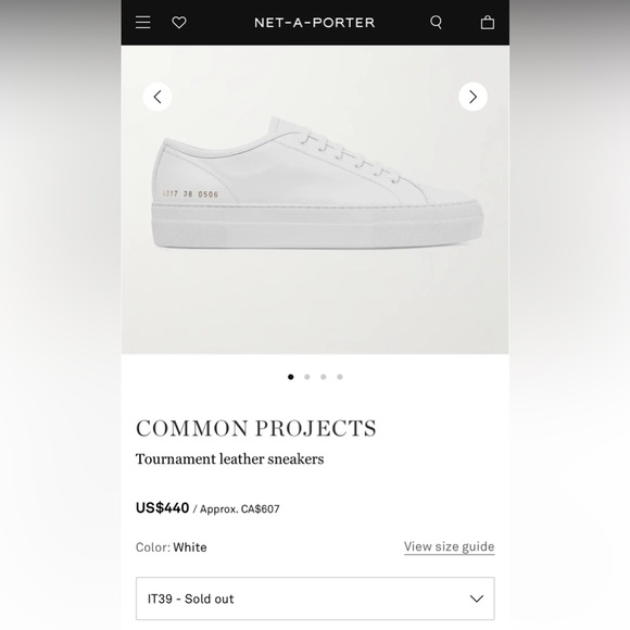 Common Projects Women’s Tournament Low Sneaker, White, 39 - Picture 12 of 13